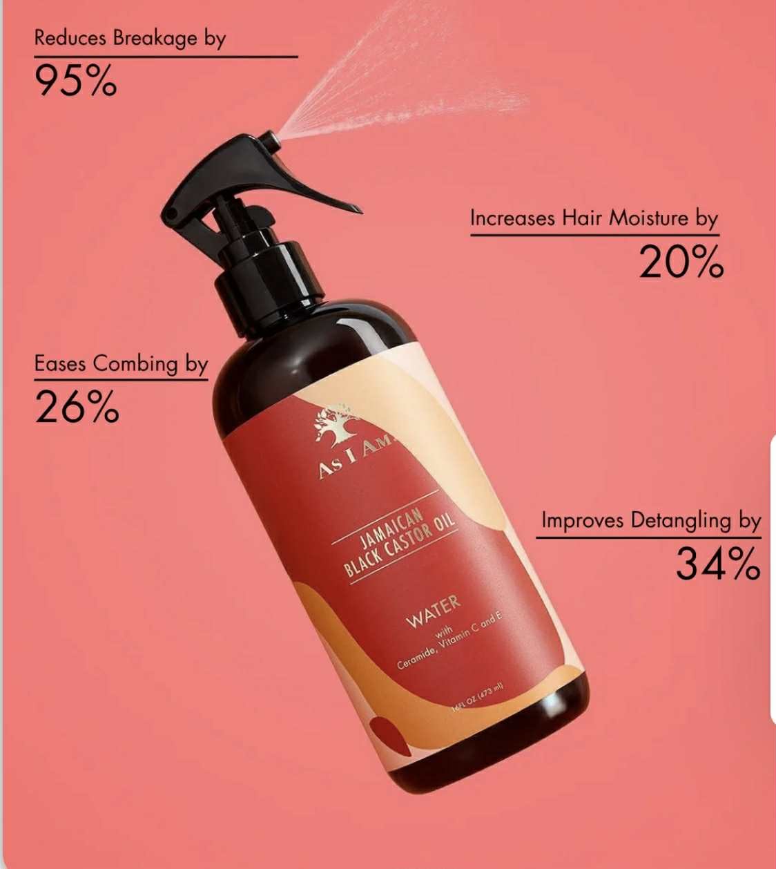 As I Am: Jamaican Black Castor Oil Water εμπλουτισμενο με Ceramide, Βιταμινη C&E. 473ML