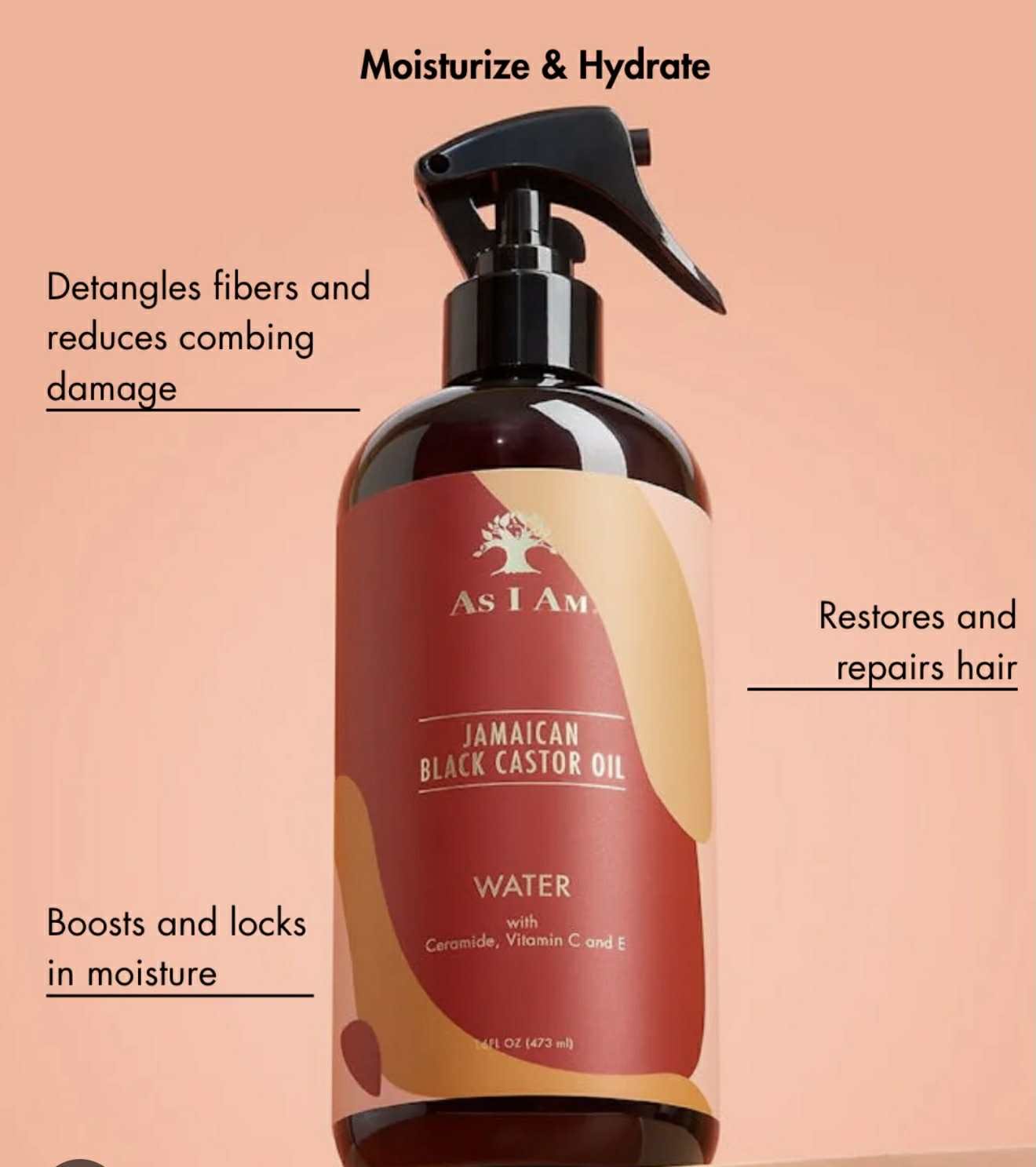 As I Am: Jamaican Black Castor Oil Water εμπλουτισμενο με Ceramide, Βιταμινη C&E. 473ML - Image 3